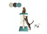 Rohrschneider ® Katzenbaum Emmi mit Vollholz-Holm und Gratis-Beigabe türkis 45 cm, 45 cm, 77 cm