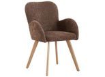 Mid.you Armlehnstuhl Boucle, Braun, Eiche, Textil, Holz, konisch, 57x85x63 cm, Fsc, Bsci, inklusive Armlehnen, Esszimmer, Stühle, Esszimmerstühle, Armlehnenstühle