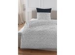 Wendebettwäsche HECHTER PARIS "0041307", blau (marine), B/L: 135cm x 200cm, 1 Stk., 1 Stk., Renforcé, B/L: 80cm x 80cm, 2 Stk., Renforcé, Obermaterial: 100% Baumwolle, Bettwäsche, Wendebettwäsche, hautsympathisch, 100% Baumwolle, Reißverschluss, ganzjährig, LOGO