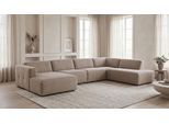Wohnlandschaft OTTO HOME "Kelani", beige (cream), B:384cm H:73cm T:227cm, 100% Polyester, Sofas, Wohnlandschaft, mit dekorativer Knopfsteppung an den Armlehnen