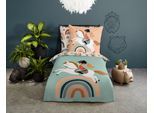 Kinderbettwäsche GOOD MORNING "Destin", bunt (multi), B/L: 135cm x 200cm, 1 Stk., 1 Stk., Renforcé, B/L: 80cm x 80cm, 2 Stk., Renforcé, Obermaterial: 100% Baumwolle, Bettwäsche, Baumwolle, 135x200, Reißverschluss, Wendeoptik, Kind, Mädchen, Pferd
