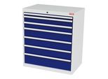 STIER Schubladenschrank mit 7 Schubladen BxTxH 900x575x1020 mm lichtgrau/enzianblau (905082)