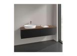 Villeroy und Boch Antao Waschtisch-Unterschrank K37052PD 160x36x50cm, Hahnlochbohrung, Waschbeckenplattenfarbe warm walnut, black matt lacquer