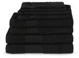 Handtuch Set GOOD MORNING "Uni", schwarz, 8 Stk., 2 Badetücher 70x140cm, 2 Handtücher 50x100cm, 2 Gästetücher 30x50cm, 2 Waschhandschuhe 16x21cm, Frottee, Frottee, Obermaterial: 100% Baumwolle, Handtücher, Baumwolle, Walkfrottee, Bordüre, 500 GSM, Einfarbig, ohne Aufhängung