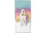 Strandtuch GOOD MORNING "Dash", bunt (multi), B:75cm L:150cm, Microfaser, Obermaterial: 100% Polyester, Handtücher, Mikrofaser, 75x150, Schnelltrocknend, Strand, Kind, Mädchen, Einhorn