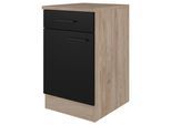 Küchenunterschrank Capri Schwarz/Eichefarben