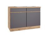 Spülenschrank Turin mit Spüle ca. 120x86 cm Grau/Wotan Eiche