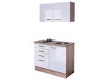 Miniküche Valero m. Geräten B: ca. 100cm Weiß Hochglanz