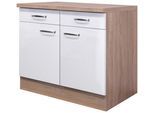 Küchenunterschrank Weiß Hochglanz/Eiche