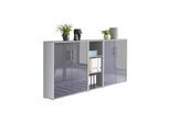 Aktenschrank Office Edition Sw Anthrazit Hochglanz/Grau