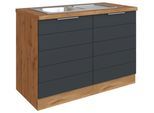 Spülenschrank Florenz mit Spüle ca. 120 cm Grau/Eiche