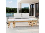 Gartenliege Pia Creme Akazie/Outdoorstoff