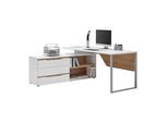 Eckschreibtisch Dallas Silber/Weiß/Eiche Artisan