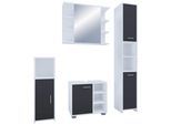 Badezimmer Zalo 4-tlg. ca. 120 cm Weiß/Schwarz