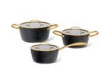 Kochtopfset Goldy Schwarz/Goldfarben, 6-teilig