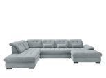 Wohnlandschaft Rigatti Hellblau Cord mit Bettkasten