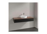Villeroy und Boch Antao Waschtisch-Unterschrank L10052PD mit Beleuchtung, 1 Auszug, 1200 x 190 x 500 mm, Front ohne Struktur, Black Matt Lacquer / Warm Walnut