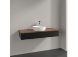 Villeroy und Boch Antao Waschtisch-Unterschrank K10052PD 120x19x50cm, Hahnloch, Waschbeckenplattenfarbe warm walnut, black matt lacquer