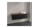 Villeroy und Boch Antao Waschtisch-Unterschrank L23012PD mit Beleuchtung, 2 Auszüge, 1200 x 360 x 500 mm, Front ohne Struktur, Black Matt Lacquer / Warm Walnut