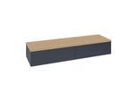 Villeroy und Boch Antao Sideboard L42001HG mit Beleuchtung, 2 Auszüge, 1600 x 268 x 500 mm, Front ohne Struktur, Midnight Blue Matt Lacquer / Honey Oak