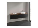Villeroy und Boch Antao Waschtisch-Unterschrank L27052PD mit Beleuchtung, 4 Auszüge, 1600 x 360 x 500 mm, Front ohne Struktur, Black Matt Lacquer / Warm Walnut
