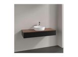 Villeroy und Boch Antao Waschtisch-Unterschrank L10112PD mit Beleuchtung, 1 Auszug, 1200 x 190 x 500 mm, Front mit Struktur, Black Matt Lacquer / Warm Walnut