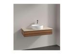 Villeroy und Boch Antao Waschtisch-Unterschrank L09013HM mit Beleuchtung, 1 Auszug, 1000 x 190 x 500 mm, Front ohne Struktur, Warm Walnut / Botticino