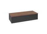 Villeroy und Boch Antao Sideboard L41002PD mit Beleuchtung, 1 Auszug, 1200 x 268 x 500 mm, Front ohne Struktur, Black Matt Lacquer / Warm Walnut