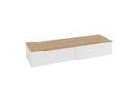 Villeroy und Boch Antao Sideboard L42101GF mit Beleuchtung, 2 Auszüge, 1600 x 268 x 500 mm, Front mit Struktur, Glossy White Lacquer / Honey Oak