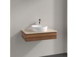 Villeroy und Boch Antao Waschtisch-Unterschrank K08053HM 80x19x50cm, Hahnloch, Waschbeckenplattenfarbe botticino, warm walnut