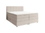 Esposa Boxspringbett, Creme, Kunststoff, H3 + H4, 7-Zonen, Höhe ca. 17 cm, 160x200 cm, Bettkasten, gepolstertes Kopfteil, Topper durchgehend, in verschiedenen Größen erhältlich, Matratze Härtegraden geteilt, Schlafzimmer, Betten, Doppelbetten