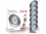 B.K.LICHT LED Einbauleuchte "6er Set Einbaustrahler, Dimmbar, Schwenkbar, LED Einbauspots", grau, 6, Ø 8,2cm H: 3cm, Leuchten, 3.000K, 470Lm, 5,5W, Kunststoff, 8,2 x 3 cm, Nickel, LED Einbaustrahler LED Deckeneinbaustrahler
