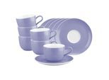 Tasse SELTMANN WEIDEN "Kaffeetassen mit Untertassen Liberty Pure Colors 260 ml 6er Set", lila (grape lila), B:16,1cm H:8,1cm Ø:16,1cm, Porzellan, Trinkgefäße, Tasse, Spülmaschinenfest, Mikrowellensicher, Ofenfest
