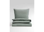 Bettwäsche BIERBAUM "Bettwäsche Biber Uni", grün (lind), B/L: 200cm x 200cm, 1 Stk., 2 Stk., Biber, B/L: 80cm x 80cm & 80cm x 80cm, 3 Stk., Biber, Obermaterial: 100% Baumwolle, Bettwäsche, Bettwäsche, Biber, 100 % Baumwolle, pflegeleicht, kuschelig weich
