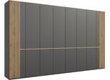 Kleiderschrank MUSTERRING "Isabelle", grau (graphit, dekor), Schränke, Graphit-Dekor, B/H/T: 393,1cm x 236cm x 58cm, Türen: 8 Stk. Lamellen in Bianco Eiche-Nachbildung, Hartfaserplatte, Holzwerkstoff, Kleiderschrank, Lamellen in Eiche, Griffe in silber, verschiedene Größen und Farben, B:393,1cm H:236cm T:58cm