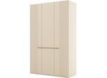 Kleiderschrank MUSTERRING "Isabelle", beige (champagner, dekor), Schränke, Champagner-Dekor, B/H/T: 148,4cm x 216cm x 58cm, Türen: 3 Stk. Lamellen im Korpus-Farbton, Hartfaserplatte, Holzwerkstoff, Kleiderschrank, Lamellen in Korpusfarbe, Griffe in silber, versch. Größen und Farben, B:148,4cm H:216cm T:58cm