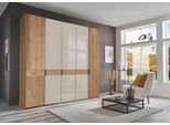 Kleiderschrank WIEMANN "Cardiff", beige (glas champagner), B:246,3cm H:216cm T:58cm, Floatglas, Hartfaserplatte, Holzwerkstoff, Massivholz, Schränke, Kleiderschrank, inkl. Türdämpfung