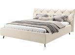 Polsterbett HOME AFFAIRE "Elloree, in 4 Breiten bis 200cm, auch in Leder", beige (sand), B:216cm H:105cm L:234cm, 96% Polyester, 4% Polyacryl, Betten, Polsterbett, Kopfteilhöhe 105 cm, belastbar bis 280 kg, auch in Überlänge 220cm
