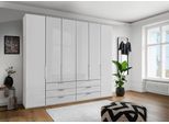 Kleiderschrank WIEMANN "Monaco", weiß (weiß, glas weiß), B:246,9cm H:216cm T:58cm, Floatglas, Holzwerkstoff, Schränke, Kleiderschrank, mit Glasfront sowie hochwertige Beschläge inkl. Dämpfung
