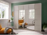 Kleiderschrank WIEMANN "Quito", beige (champagner, dekor, glas champagner, kristallspiegel), B:246,3cm H:216cm T:58cm, Floatglas, Holzwerkstoff, Schränke, Kleiderschrank, hochwertige Beschläge inkl. Türdämpfung