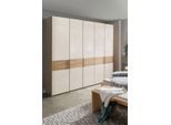 Kleiderschrank WIEMANN "Kiruna", braun (eiche teilmassiv, champagnerglas), B:246,3cm H:197cm T:58cm, Floatglas, Holz teilmassiv, Schränke, Kleiderschrank, mit Champagnerglas