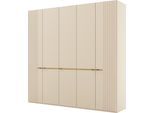 Kleiderschrank MUSTERRING "Isabelle", beige (champagner, dekor), B:246,3cm H:216cm T:58cm, Hartfaserplatte, Holzwerkstoff, Schränke, Kleiderschrank, Lamellen in Korpusfarbe, Griffe in schwarz, versch. Größen und Farben