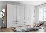 Kleiderschrank WIEMANN "Monaco", braun (bianco, eiche, nachbildung, glas weiß), B:295,3cm H:216cm T:58cm, Floatglas, Holzwerkstoff, Schränke, Kleiderschrank, mit Glasfront sowie hochwertige Beschläge inkl. Dämpfung