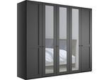 Kleiderschrank WIEMANN "Göteborg, mit 95 Öffnungswinkel, Made in Germany", grau (graphit, dekor, kristallspiegel), B:246,3cm H:216cm T:58cm, Glas, Holzwerkstoff, Schränke, Kleiderschrank, inkl. Spiegel und Türendämpfung, moderner Landhausstil