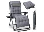 Modante Garten-Relaxsessel, Grau, Metall, Textil, 68x88x110 cm, klappbar, inklusive Armlehnen, Nackenkissen abnehmbar, Gartenmöbel, Gartenliegen, Liegestühle