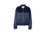 TOM TAILOR Damen Satin Blouson Jacke mit Bomberkragen, blau, Uni, Gr. M