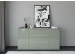 Sideboard "Reno", olivgrün matt lack, glas olivgrün glanz, B:182cm H:94cm T:42cm, Glas, Holzwerkstoff, SET ONE BY MUSTERRING, Sideboards, Sideboard, Mit Gleitern und in verschiedenen Farben erhältlich