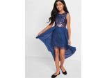 Vokuhila-Kleid BONPRIX, Mädchen, Gr. 164, N-Gr, blau (mitternachtsblau), Obermaterial: 100% Polyester. Besatz: 100% Polyester. Futter: 100% Polyester, festlich, regular fit, Kleider Vokuhila-Kleid, festliches Kleid, aus Polyester, regular fit