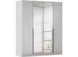 Drehtürenschrank OTTO HOME "Kleiderschrank Schrank Garderobe AGORDO mit Glasfront und Spiegel", grau (seidengrau, glas seidengrau), B:181cm H:210cm T:54cm, Holzwerkstoff, Schränke, Drehtürenschrank, durchdachte Innenausstattung, in 8 Breiten und 2 Höhen MADE IN GERMANY