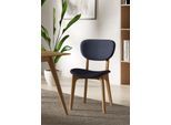 Stuhl HOME AFFAIRE "COZY Made in Italy", blau (jeans, buche, jeans), B:50cm H:88cm T:62cm, Polyester, Stühle, Stuhl, Gestell in Buche, Kirsch- oder Nussbaum, Massivholz, Design Stuhl